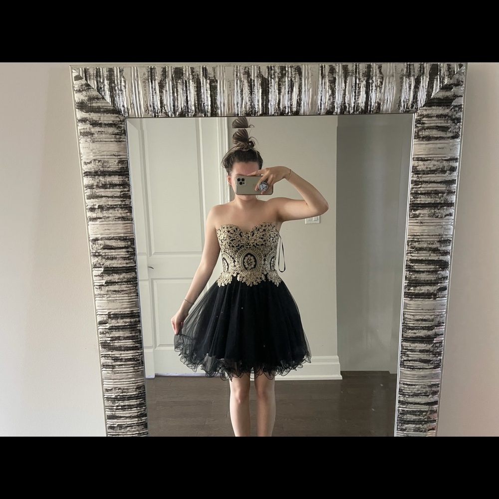 BLACK AND GOLD PROM/GRAD DRESS!!!